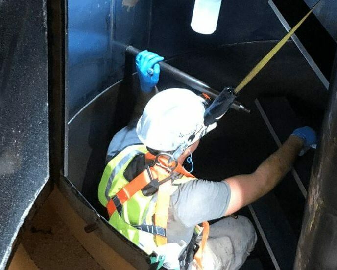 confined space rescue being completed by a man in Danville, VA
