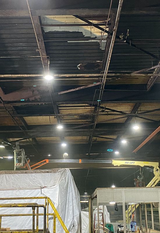 Facility ceiling prior to industrial painting in the Mid-Atlantic states