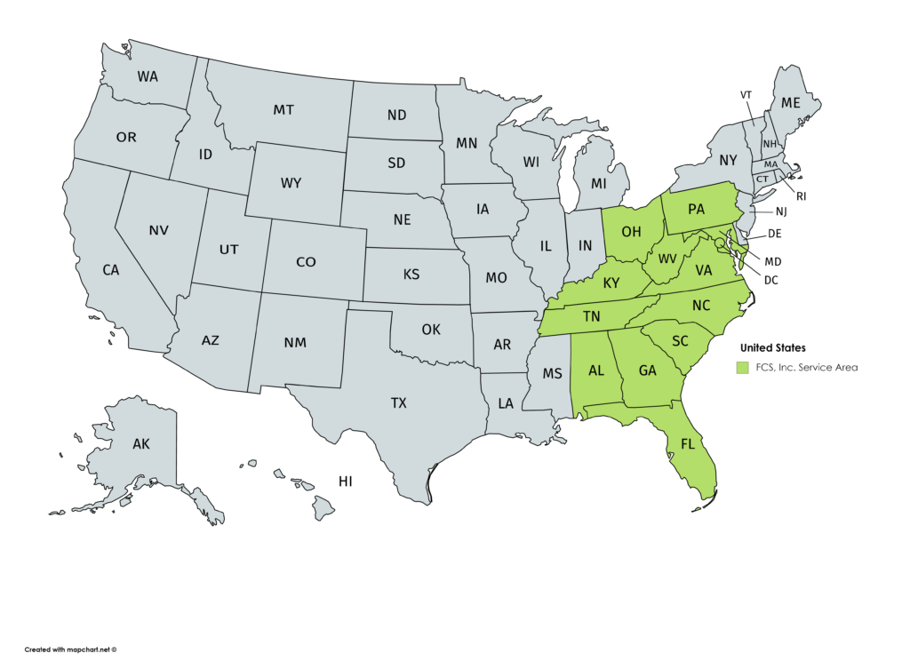 FCS Industrial Solutions is an industrial cleaning company. This is a map of the areas we service.