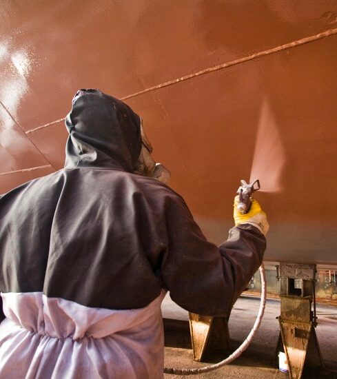Industrial painting was performed on a ship in Georgia.