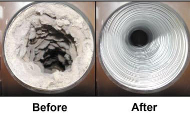 Before and after image of a duct being cleaned by FCS Industrial Solutions in Danville, VA
